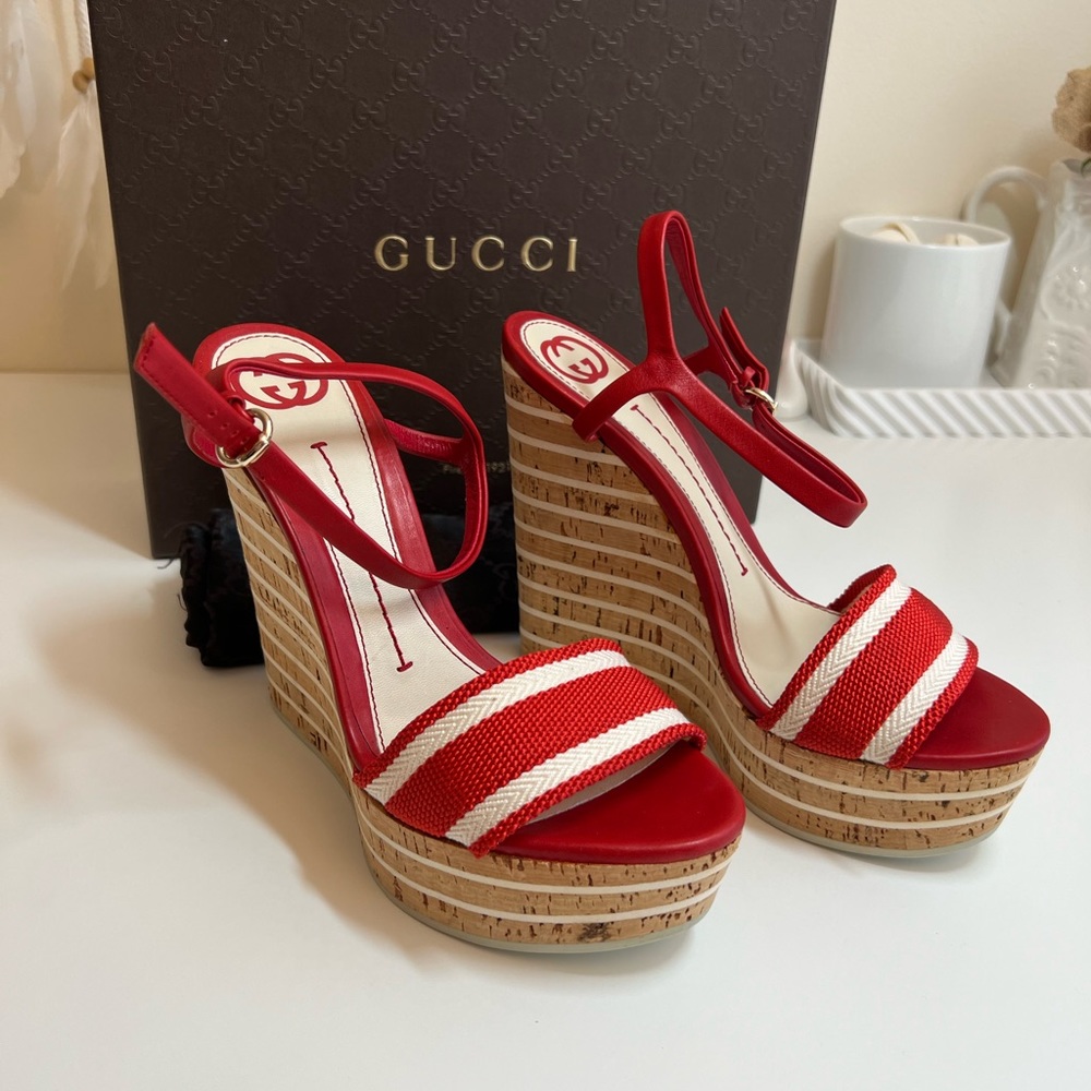 Gucci Sandals with Cork Wedge Heels